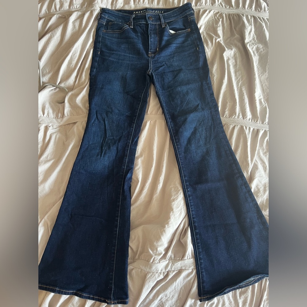 American eagle high waist flair jeans in dark wash